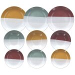 Assiette service 18 pices couches grs multicolore