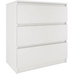 Aster t3 - commode de chambre 3 tiroirs - 77x70x40 - meuble de rangement - style scandinave blanc