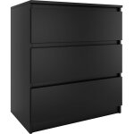 Aster t3 - commode de chambre 3 tiroirs - 77x70x40 - meuble de rangement - style scandinave noir