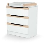 Les tendances - at4 - commode à langer 3 tiroirs en bois carrousel blanc et hêtre verni Les tendances - at4 - commode à langer 3 tiroirs en bois carrousel blanc et hêtre verni