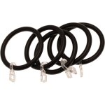 8 anneaux + agrafes - noir satin - diamtre 28