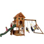 Atlantic aire de jeux en bois aire de jeux extrieur avec balanoire / toboggan / bac de sable / mur ...