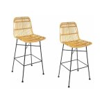 Atmosphera - lot de 2 chaises de bar design 'kubu' 100cm naturel Atmosphera - lot de 2 chaises de bar design 'kubu' 100cm naturel