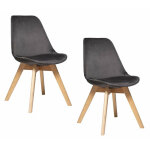 Atmosphera - lot de 2 chaises en velours style scandinave helsinki gris fonc�