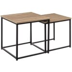 5five simply smart - ensemble de 2 tables gigognes en alliage avec finition ch�ne naturel et noir, parfaites ...