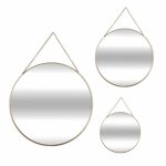Lot de 3 miroirs ronds m�tal chaine - or - or