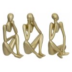 Lot de 3 statuettes dco femme 'le collectionneur' 17cm or
