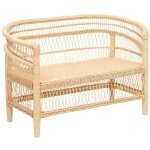Atmosphera - banquette malevio en rotin & acajou 125x65cm beige crateur d'intrieur