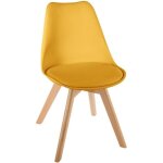 Atmosphera - chaise 'baya' jaune moutarde avec pieds en htre - design lgant par crateur d'intrieur ...