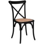 Chaise de table style bistrot en bois noir et rotin tressé atmosphera Chaise de table style bistrot en bois noir et rotin tressé atmosphera