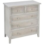 Atmosphera - chiffonnier charme bois blanchi 5 tiroirs crateur d'intrieur
