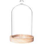 Atmosphera - cloche en verre avec socle en bois - h 19 cm - livraison gratuite