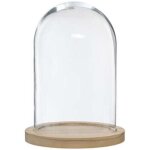 Atmosphera - cloche en verre avec socle en bois - beige / transparent - d 23 x h 29, 5 cm - livraison ...