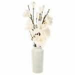 Atmosphera - composition florale avec vase 'magnolia' 73cm blanc