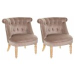 Atmosphera - lot de 2 fauteuils en velours 'crapaud' 72cm taupe