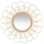 Miroir d�co en rotin 'fleur' 56cm naturel