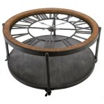 Atmosphera - table basse ronde en m�tal 'chrono' 89cm noir