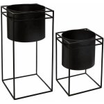Lot de 2 pots de fleurs en mtal avec support - tailles diffrentes - noir - livraison gratuite