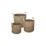 Atmosphera - set de 3 paniers � anses ronds etnik roseau d30 35 42cm cr�ateur d'int�rieur