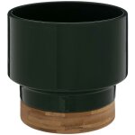 Cache - pot le collectionneur en cramique & bambou h16cm vert fonc atmosphera crateur d'intrieur