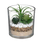 Composition pot 'plante artificielle' 16cm transparent