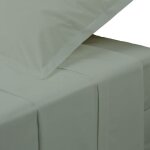 Atmosphera - drap plat 2 personnes en percale de coton vert tilleul 240 x 290 cm