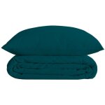 Atmosphera - parure de lit 2 personnes en percale de coton bleu eg�en 260 x 240 cm housse de couette ...