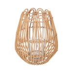 Photophore d�co en rotin 'lour' 22cm beige