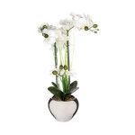 Composition florale & vase 'orchidée' 53cm argent Composition florale & vase 'orchidée' 53cm argent