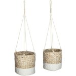 Set de 2 caches pots etnik roseau blanc d12 15cm atmosphera crateur d'intrieur