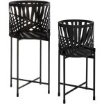 Atmosphera - set de 2 pots avec support feuilles mtal noir crateur d'intrieur