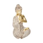 Statuette bouddha assis 'pierre' 19cm or