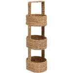Atmosphera - tagère avec 3 paniers serena h91 jacinthe beige Atmosphera - tagère avec 3 paniers serena h91 jacinthe beige