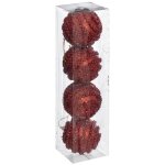 Déco de sapin lot de 4 boules de noël d 8 cm effet maille - rouge - feeric christmas Déco de sapin lot de 4 boules de noël d 8 cm effet maille - rouge - feeric christmas