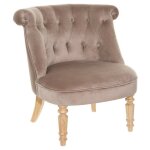 Atmosphera - fauteuil velours crapaud taupe