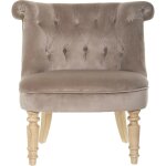 Atmosphera - fauteuil velours crapaud taupe