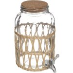 Fontaine  boisson en verre avec tissage - 3, 3l - transparent / beige - h 26, 6 x d 20, 7 cm - livraison ...