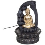 Atmosphera - fontaine � eau bouddha en r�sine dor�e d 20 x h 27 cm