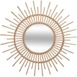 Atmosphera - grand miroir mural soleil en rotin d 76 cm