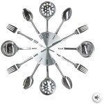 Horloge ustensiles en mtal argent d38cm atmosphera crateur d'intrieur