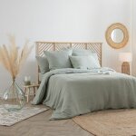 Atmosphera - housse de couette lin 'adorable' 260x240cm vert cladon