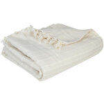 Jet de lit anjali en coton blanc ivoire 230x250cm atmosphera crateur d'intrieur
