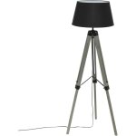 Atmosphera - lampadaire trpied en bois et abat - jour noir h 145 cm
