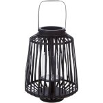 Lanterne photophore en rotin noir avec bougeoir en verre, dimensions 25 x 35 cm - design lgant et livraison ...