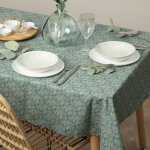Nappe anti - t�che aux impressions v�g�tales vert 150x300 cm