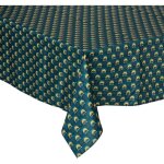 Atmosphera - nappe rectangulaire anti - tache en tissu imprim� palmita bleu canard 140x240 cm cr�ateur ...
