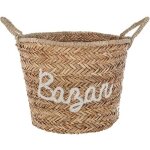 Atmosphera - panier en osier tissé à la main avec broderie blanche ? créateur d'intérieur Atmosphera - panier en osier tissé à la main avec broderie blanche ? créateur d'intérieur