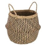 Panier de rangement pliable  anses 'seagrass' 40cm noir & naturel