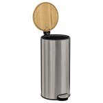 Atmosphera - poubelle 'bam modern' 30 litres couvercle bambou atmosphra - couleur: inox