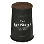 Atmosphera - pouf bidon rond vintage 'joao' 47cm noir